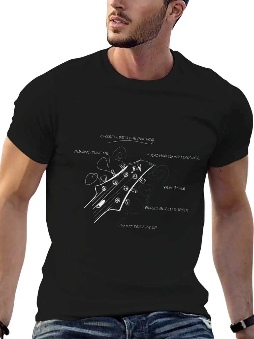Guitar Headstock T-Shirt - Music Lover Tee