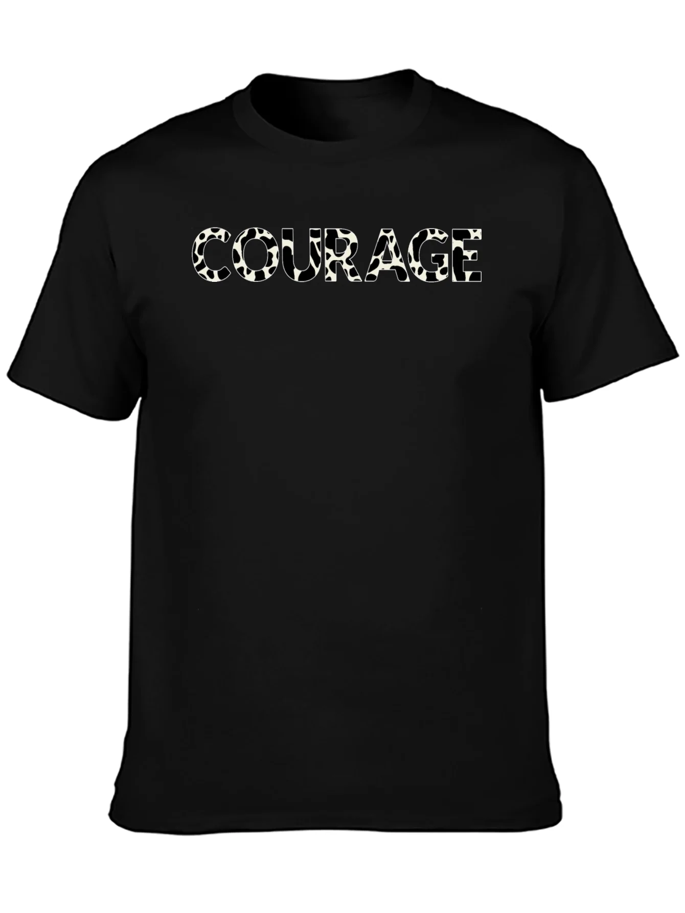 Courage Cow Print Mens Black T-Shirt