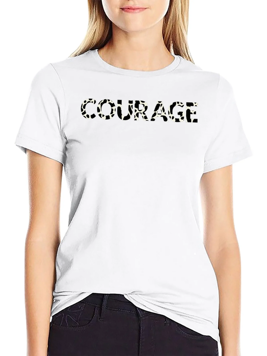 Courage Cow Print Mens Black T-Shirt