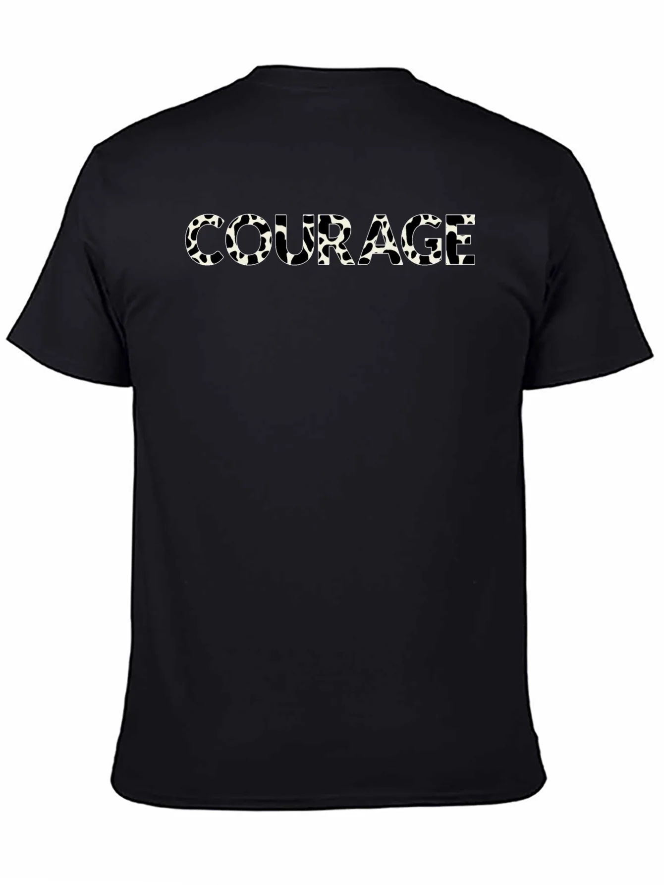 Courage Cow Print Mens Black T-Shirt