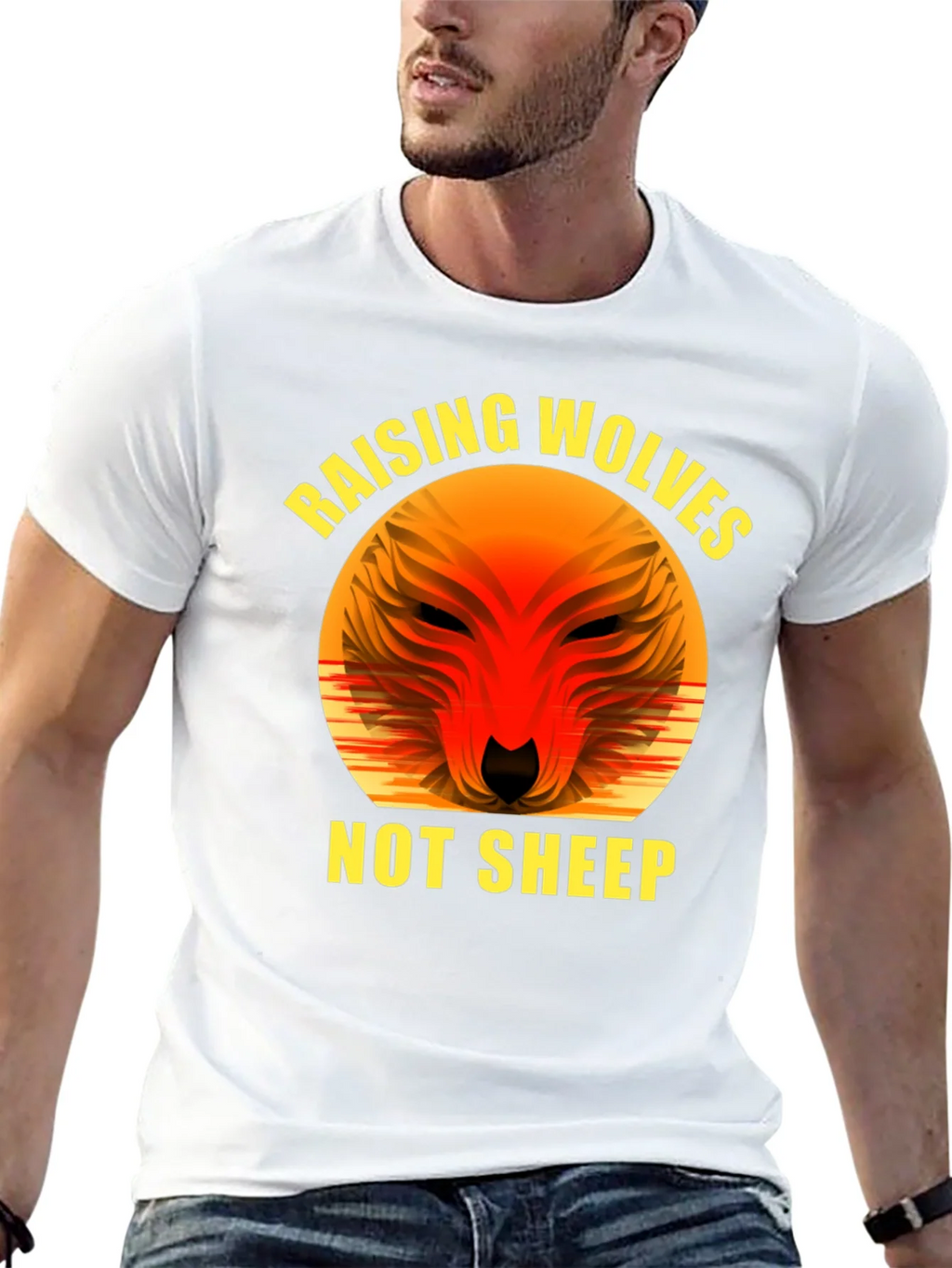Raising Wolves Not Sheep Graphic Tee - Black