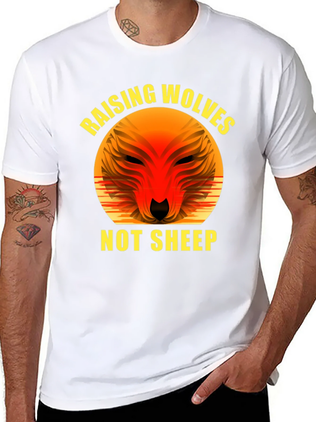 Raising Wolves Not Sheep Graphic Tee - Black