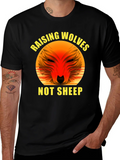 Raising Wolves Not Sheep Graphic Tee - Black