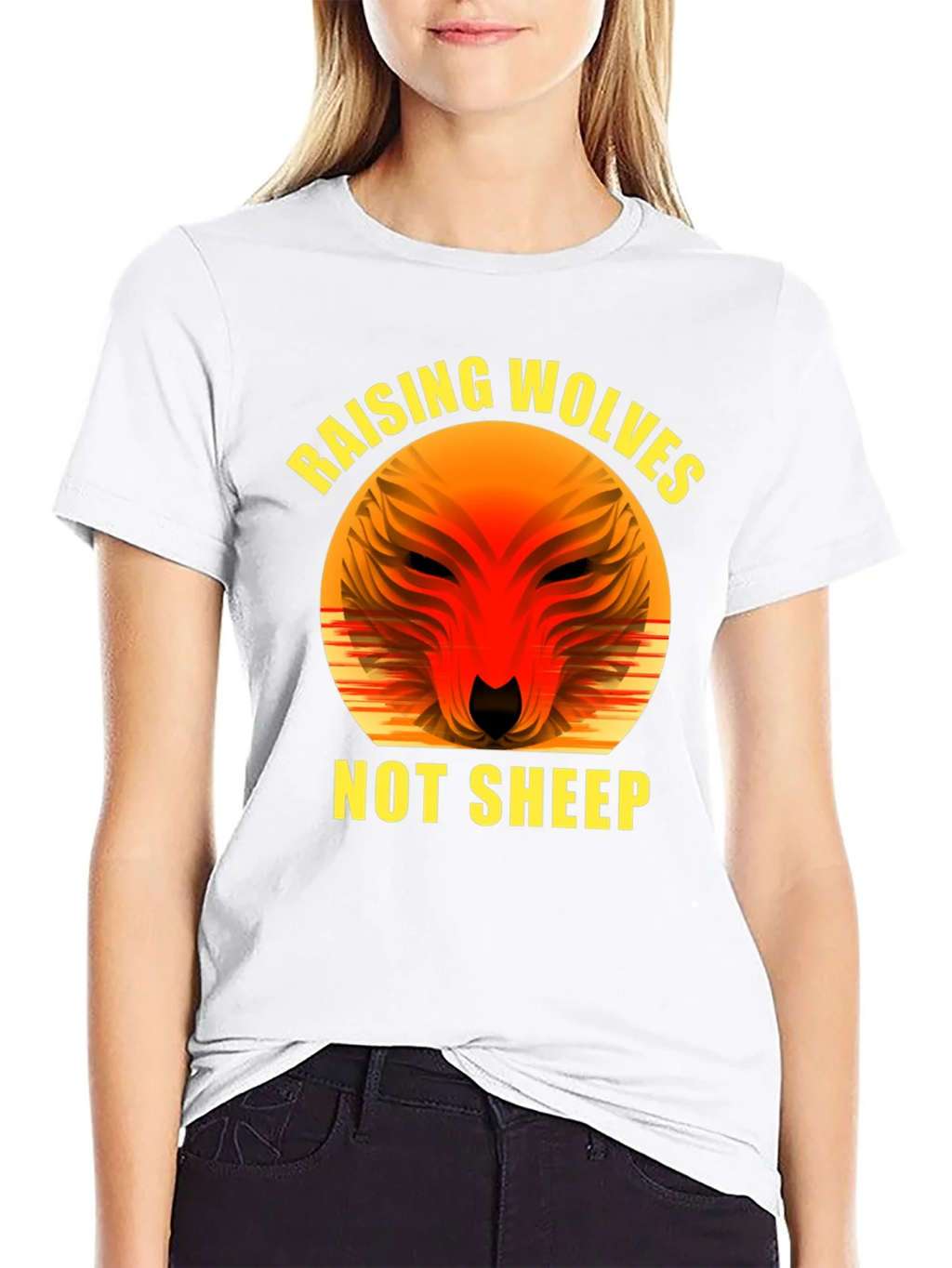 Raising Wolves Not Sheep Graphic Tee - Black