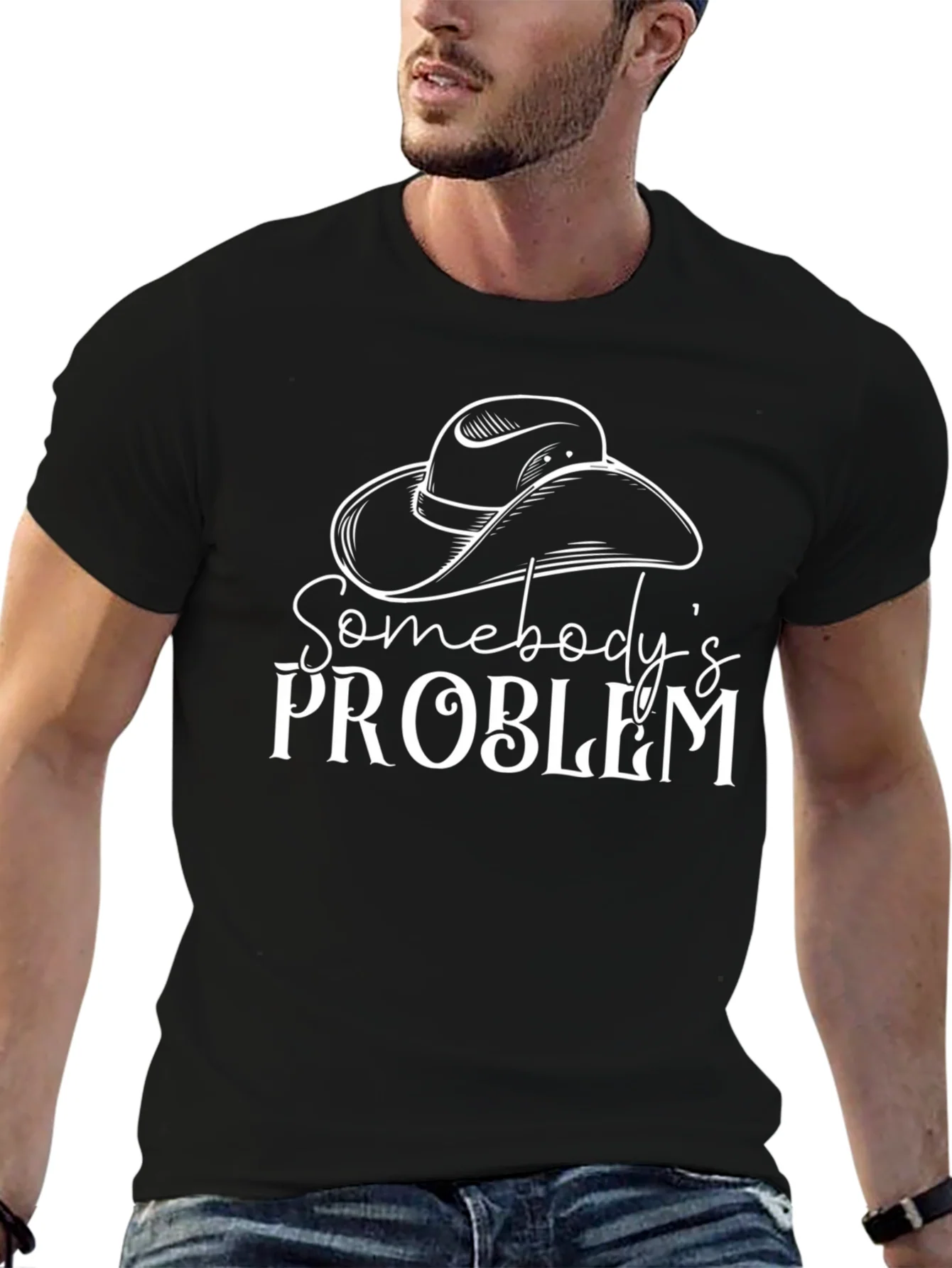 Somebodys Problem Graphic Tee - Black Cotton T-Shirt