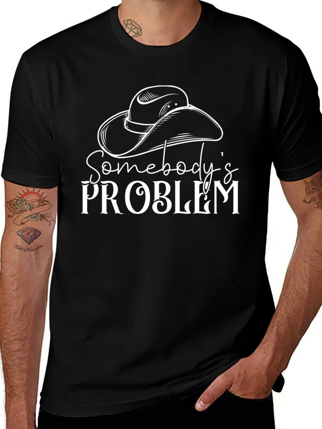 Somebodys Problem Graphic Tee - Black Cotton T-Shirt