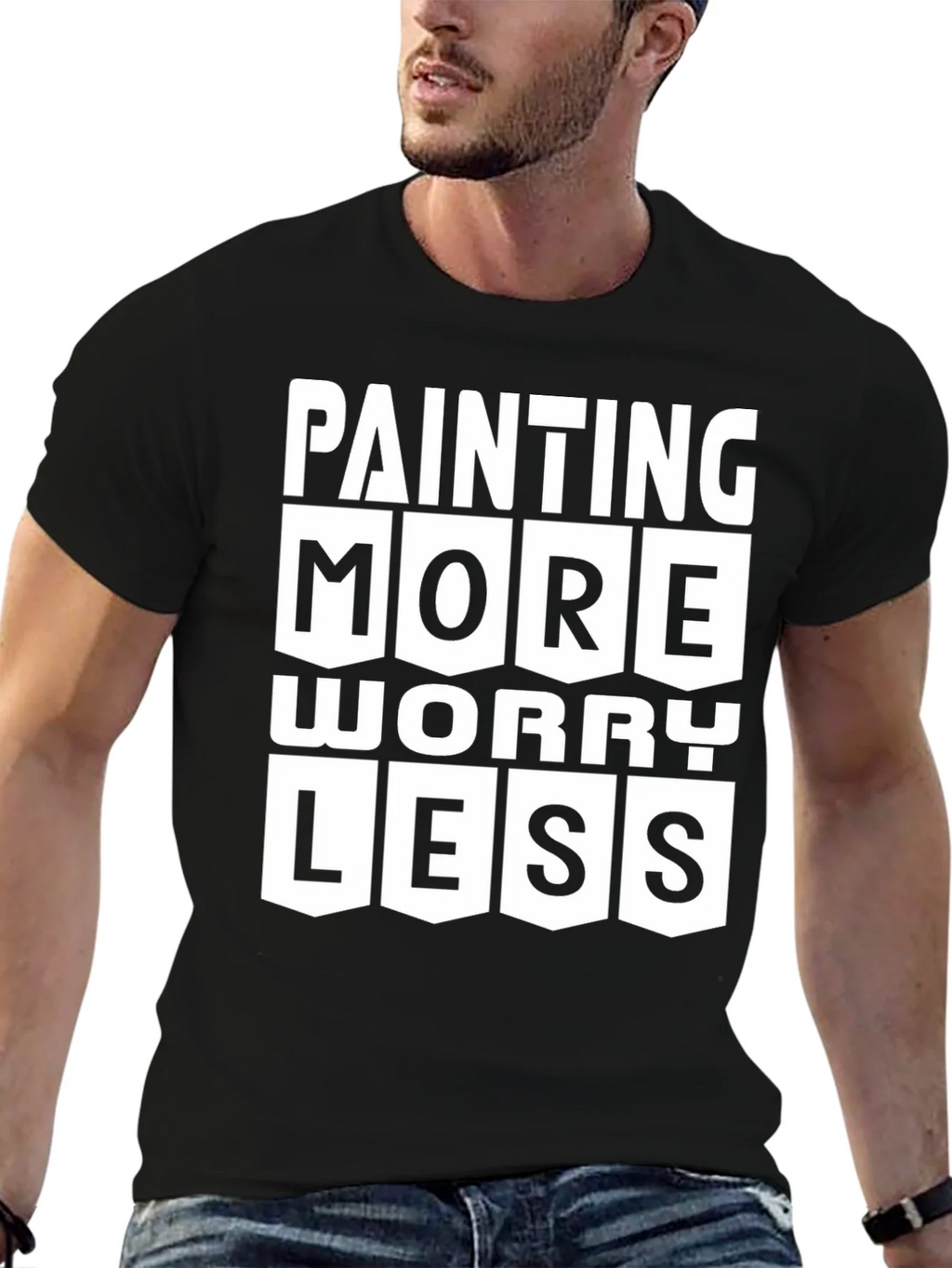 Painting More Worry Less Graphic T-Shirt