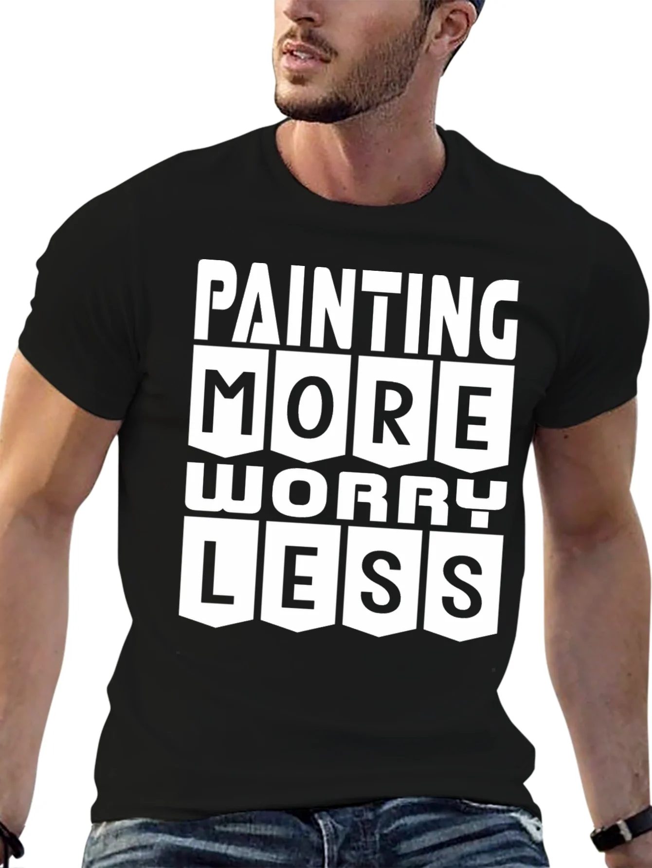 Painting More Worry Less Graphic T-Shirt