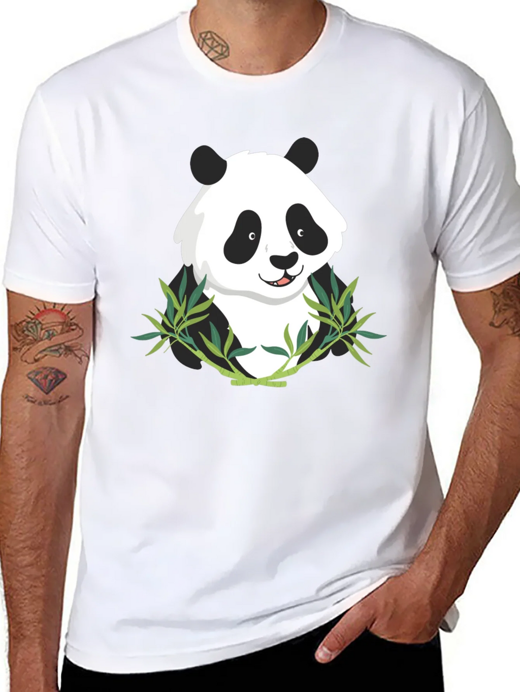Panda Bamboo Graphic Tee - Mens Black T-Shirt