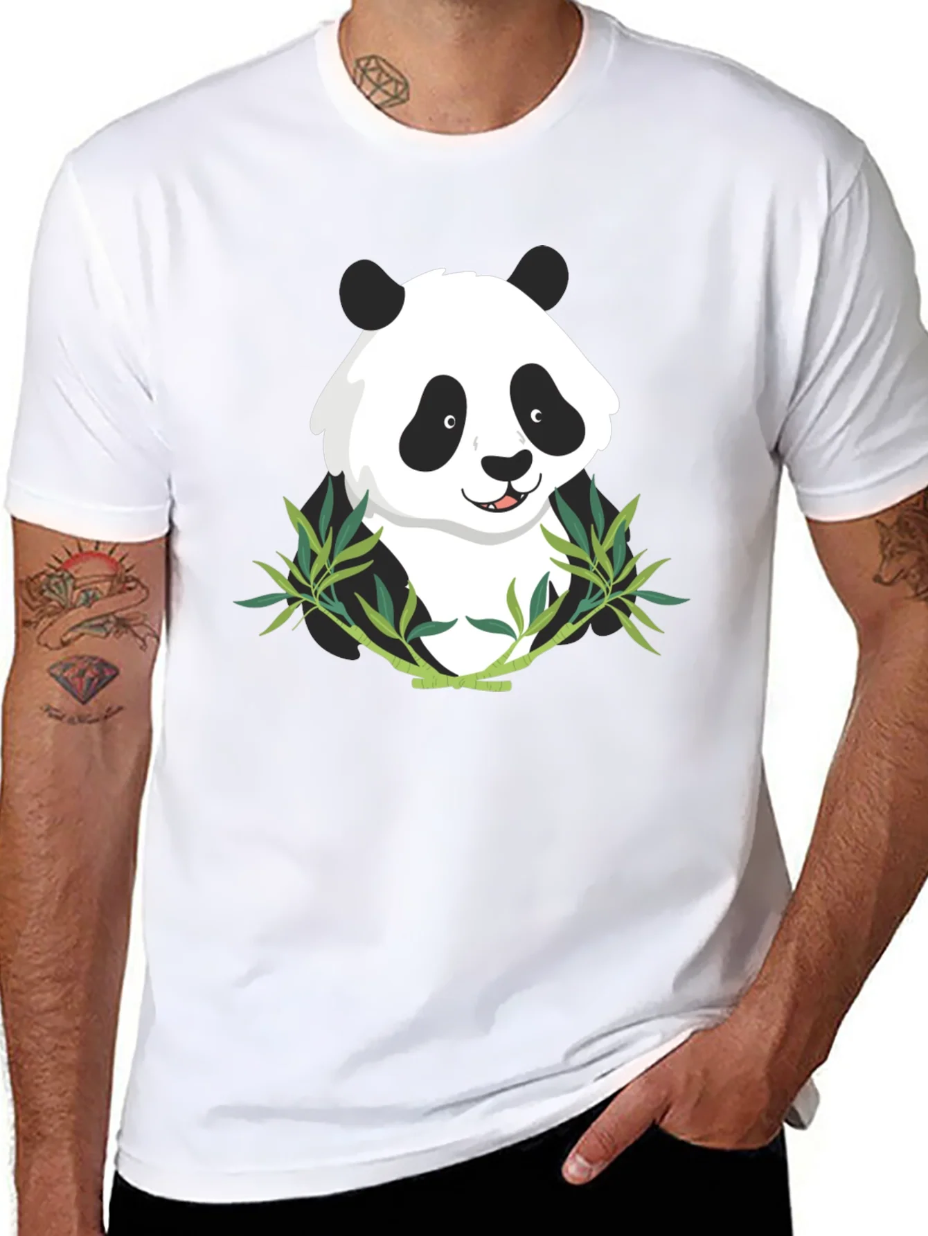 Panda Bamboo Graphic Tee - Mens Black T-Shirt