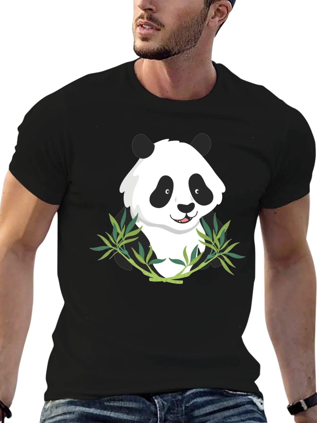 Panda Bamboo Graphic Tee - Mens Black T-Shirt