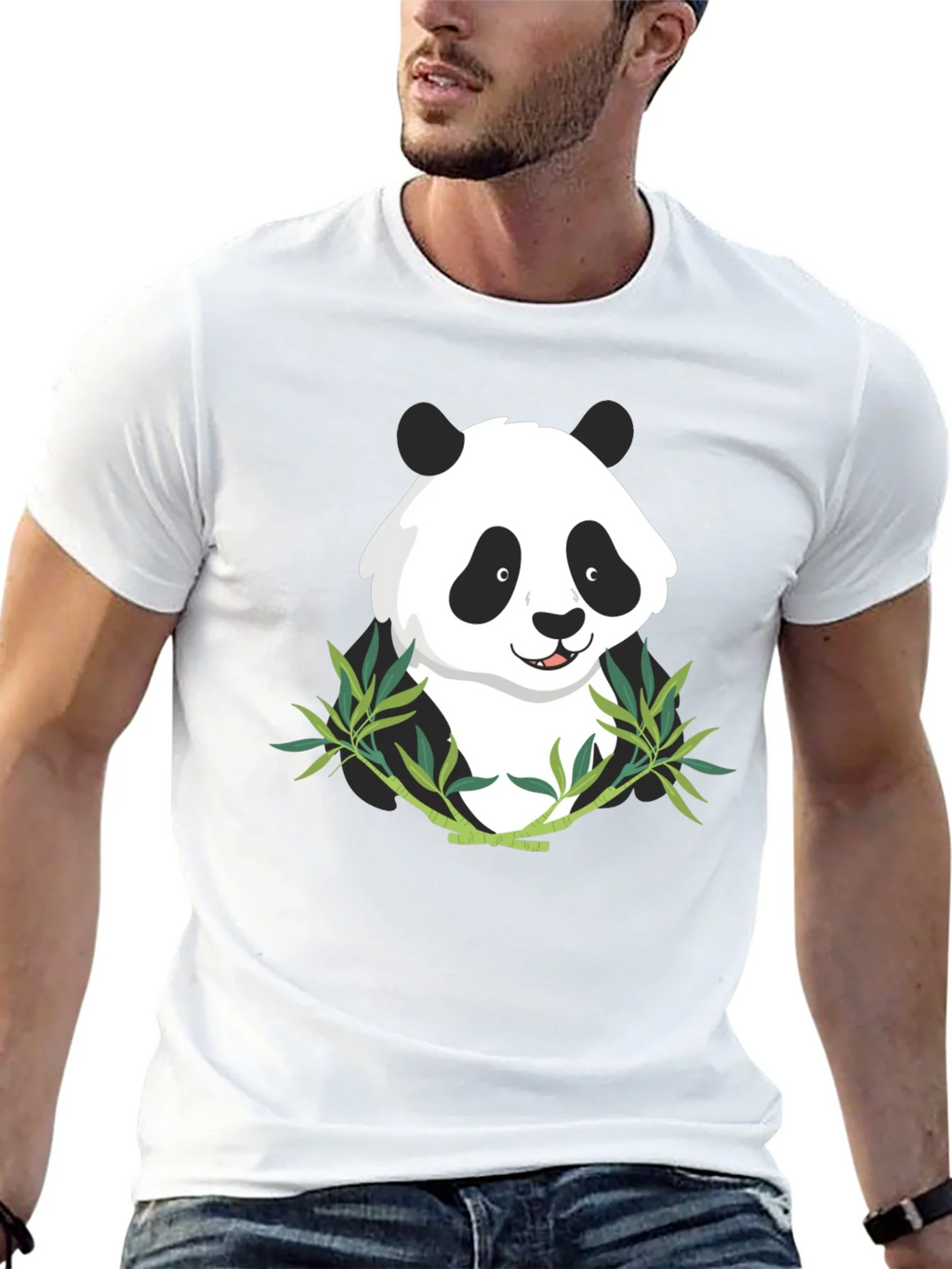 Panda Bamboo Graphic Tee - Mens Black T-Shirt