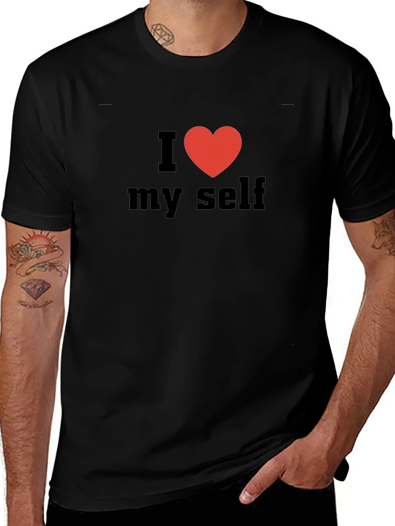 I Heart Myself Graphic Tee - Black Cotton Comfort