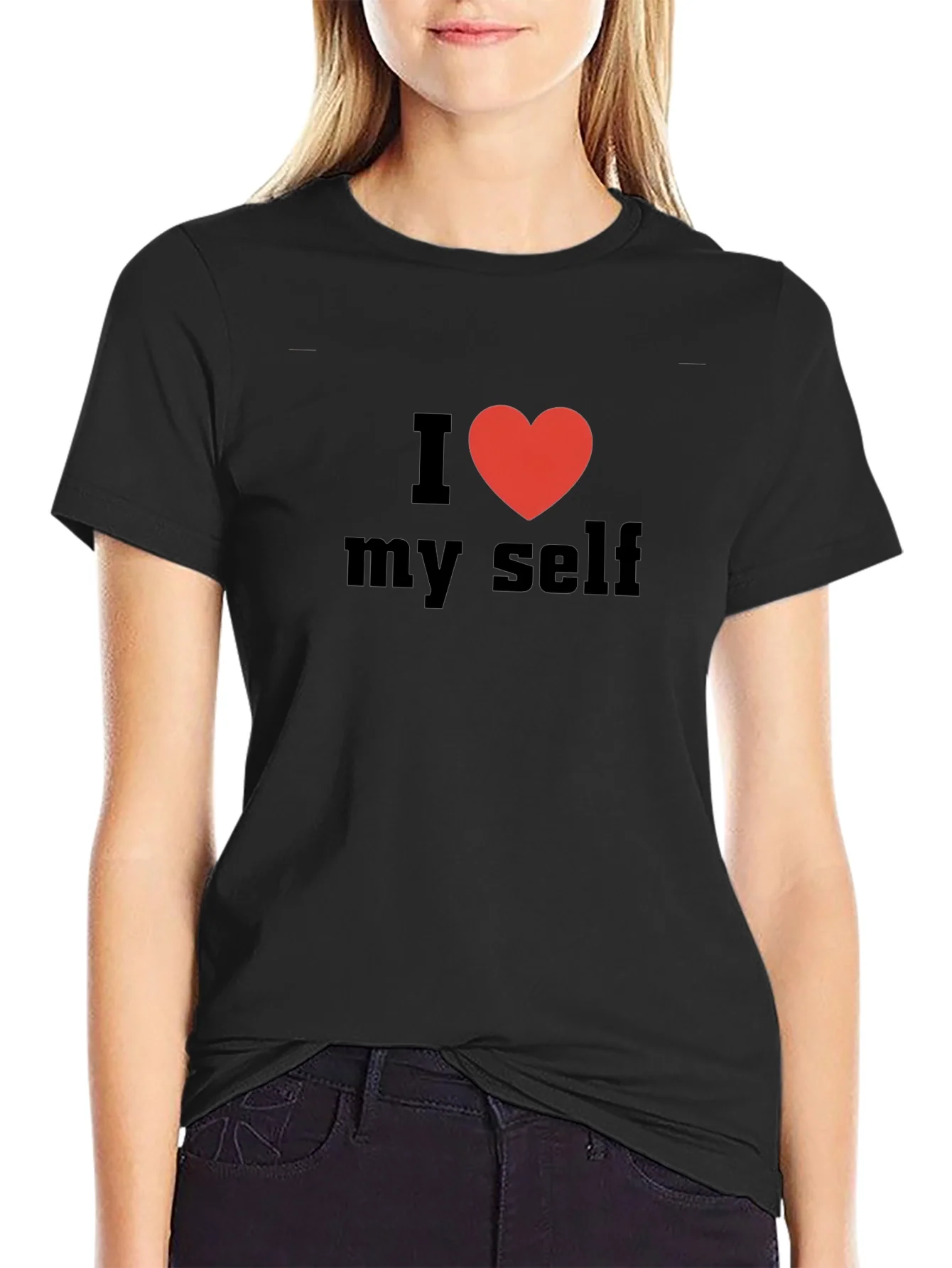 I Heart Myself Graphic Tee - Black Cotton Comfort