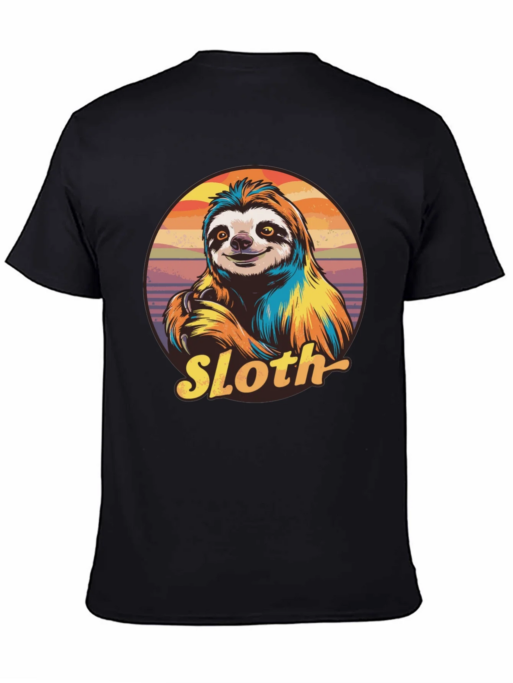 Retro Sloth Graphic T-Shirt - Black