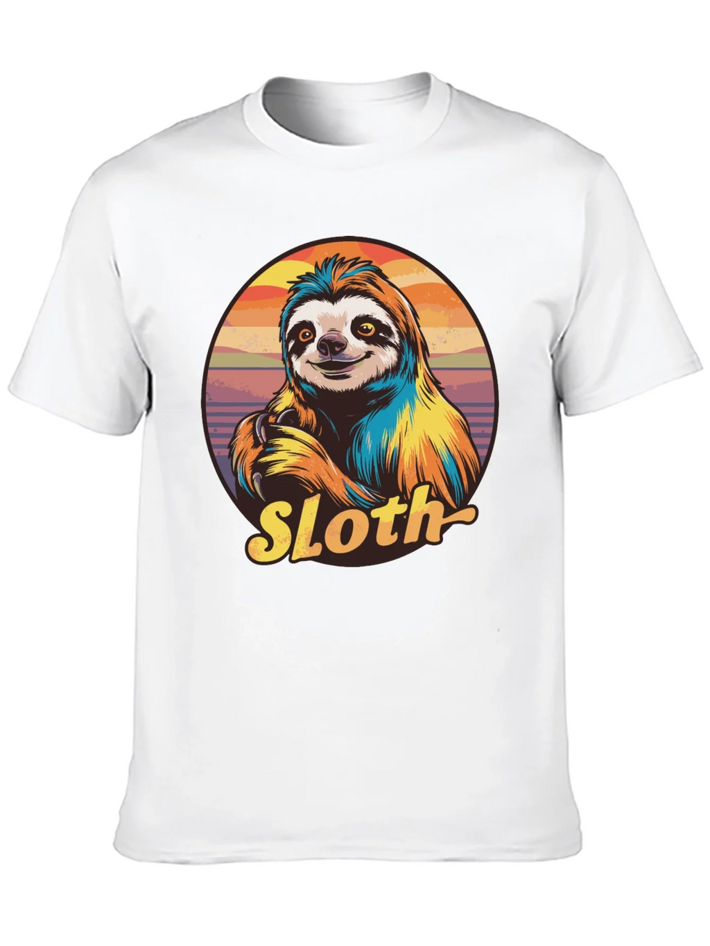 Retro Sloth Graphic T-Shirt - Black