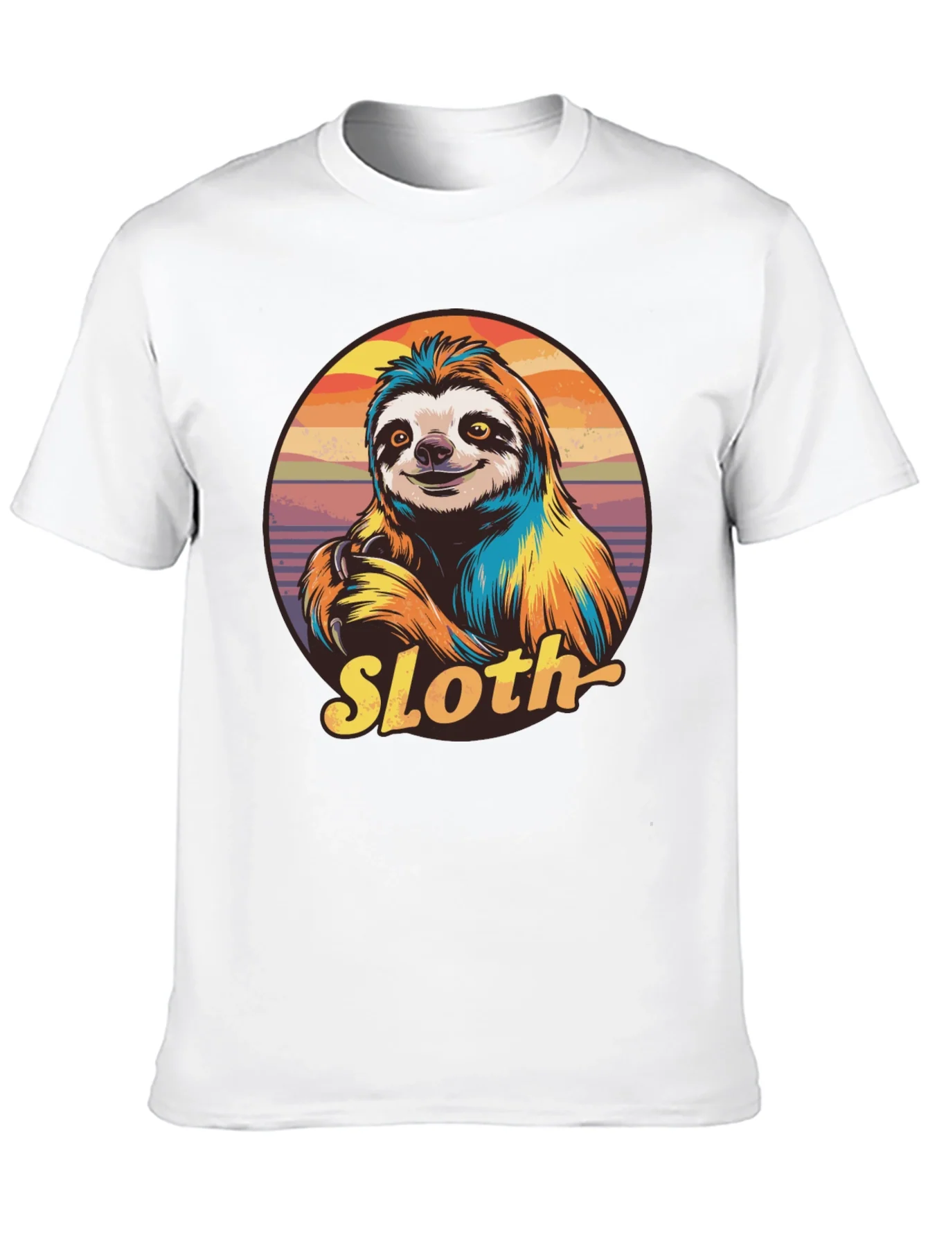 Retro Sloth Graphic T-Shirt - Black