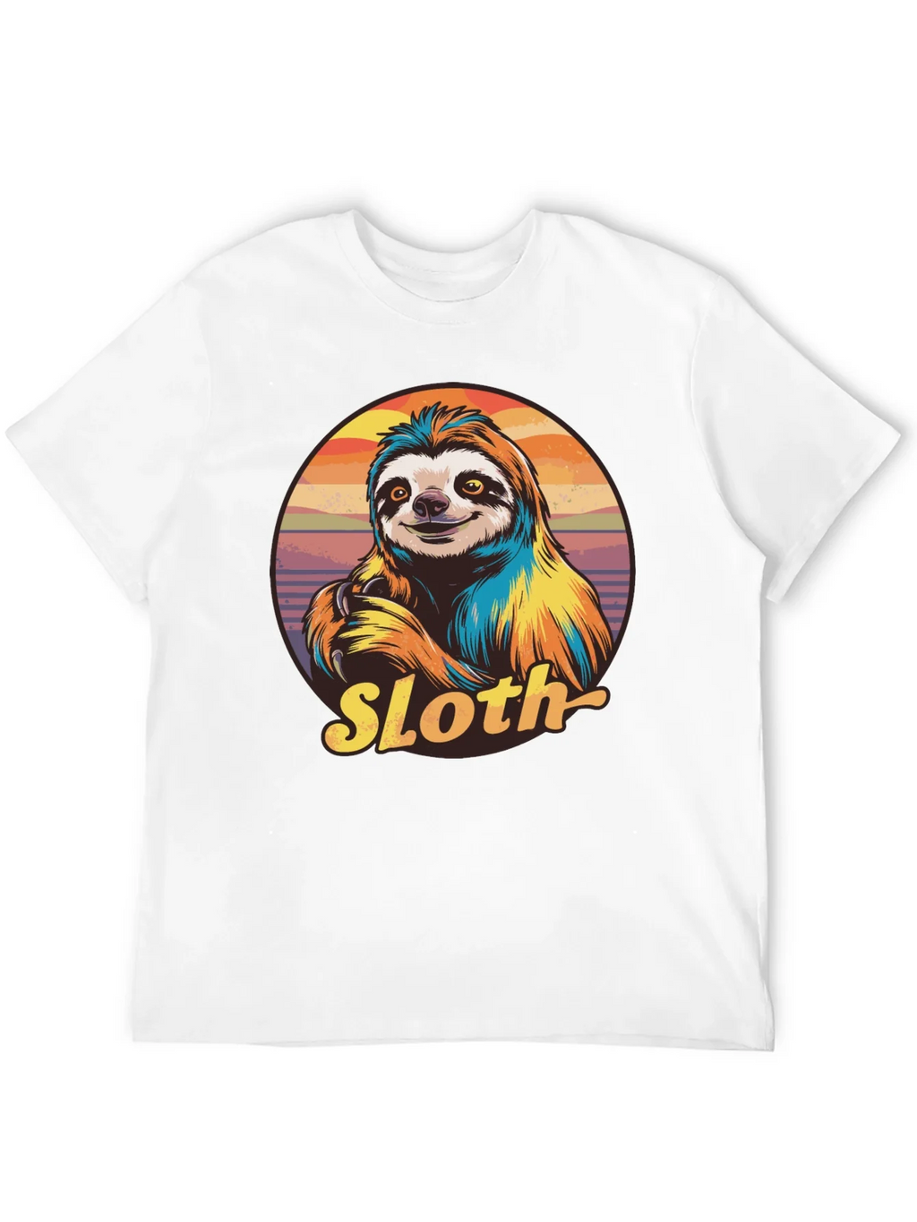 Retro Sloth Graphic T-Shirt - Black