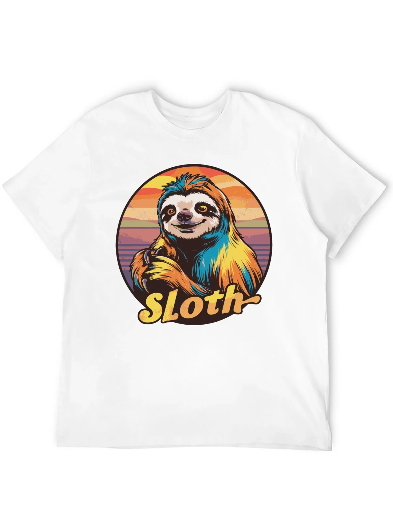 Retro Sloth Graphic T-Shirt - Black