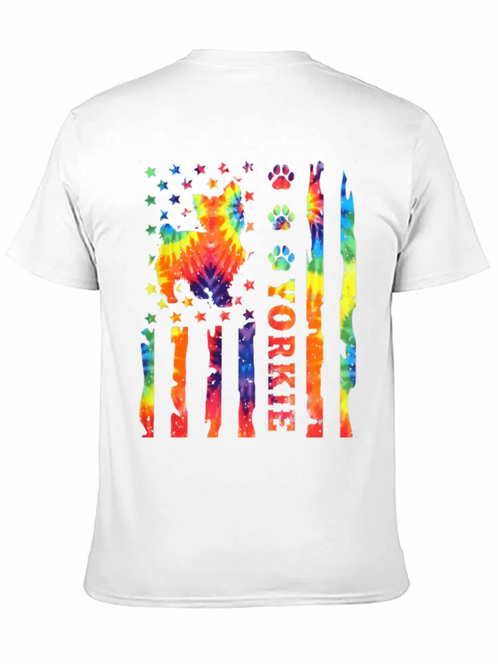 Yorkie Dog Tie-Dye American Flag T-Shirt