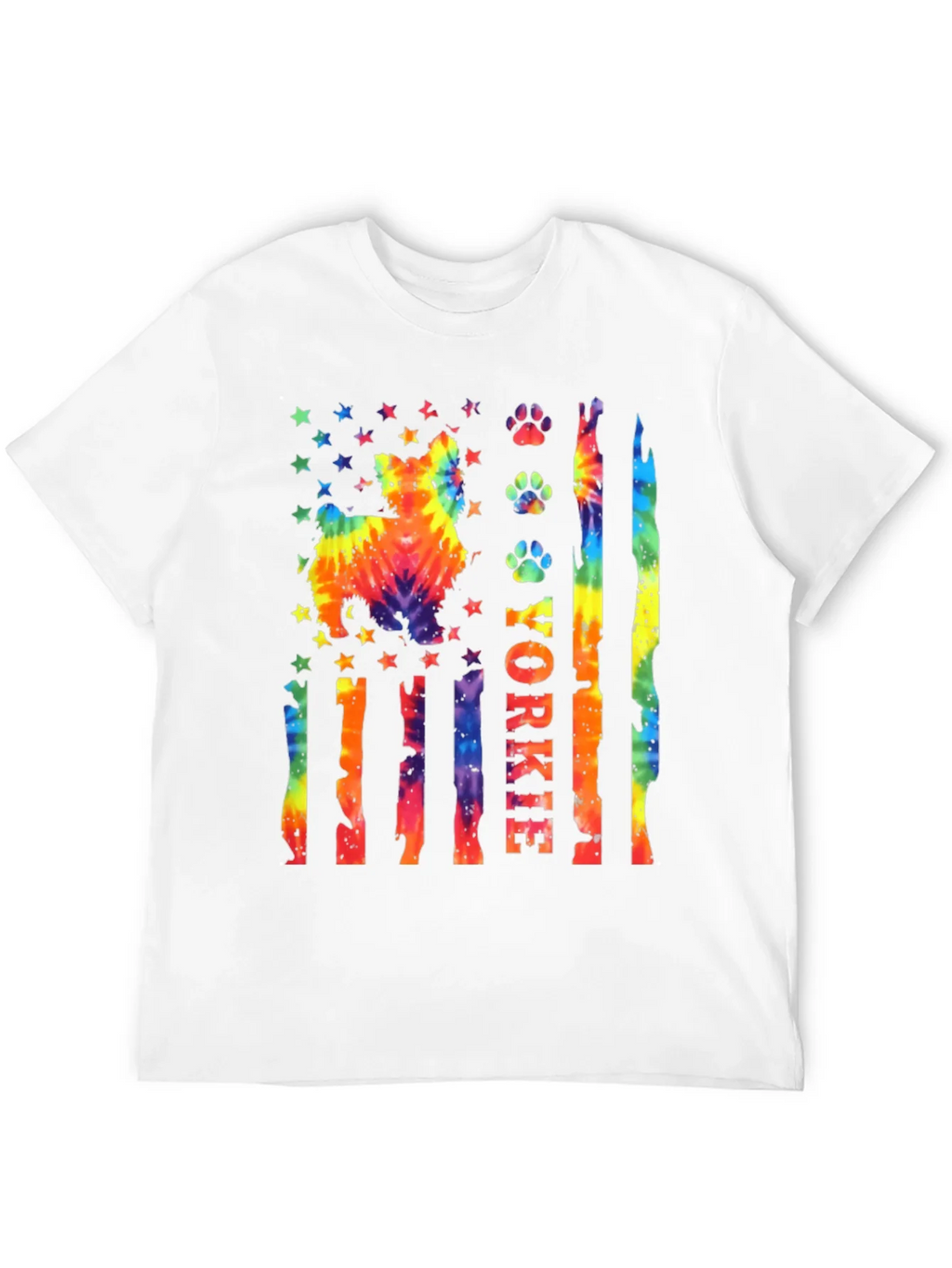 Yorkie Dog Tie-Dye American Flag T-Shirt
