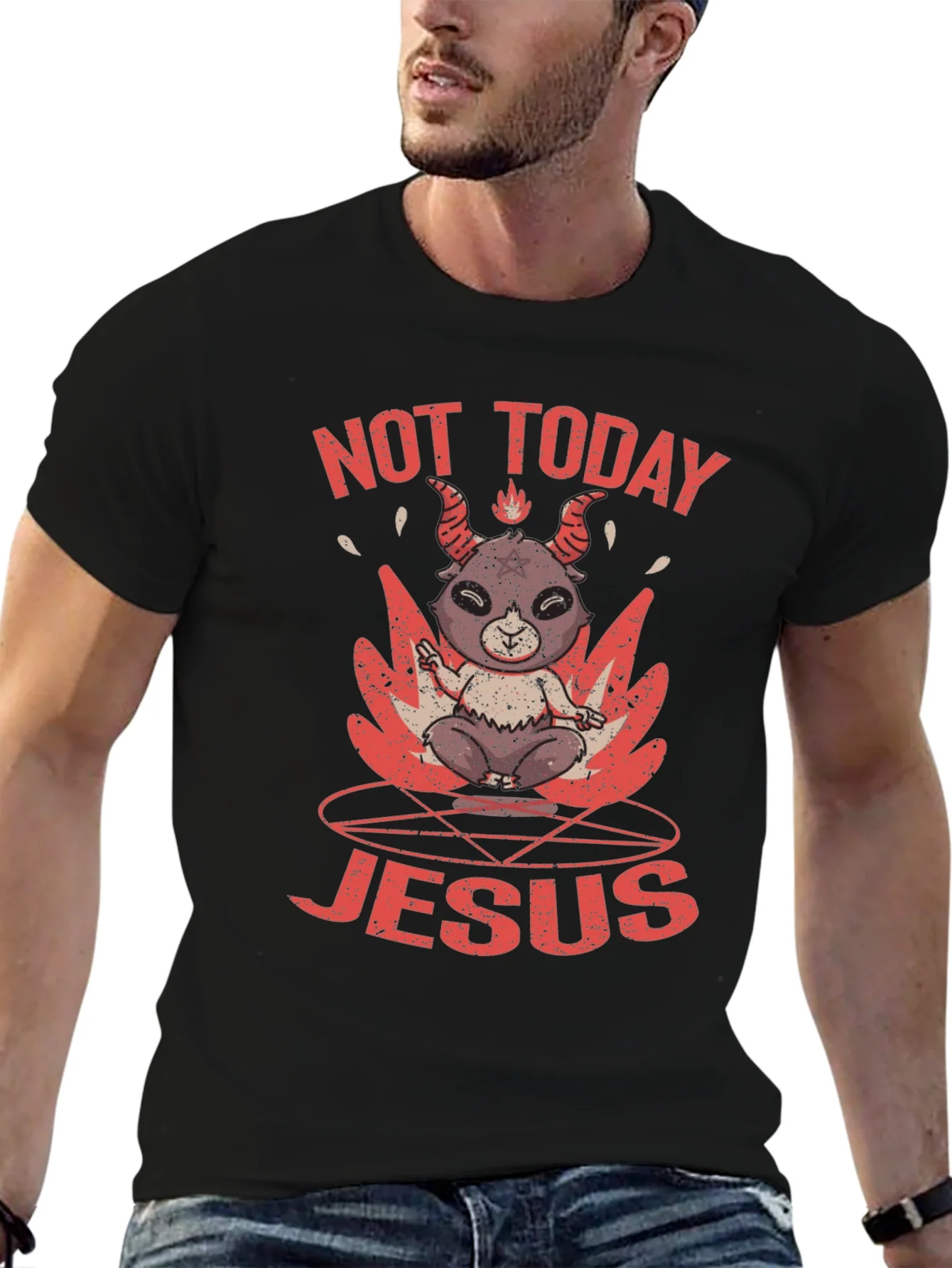 Not Today Jesus Graphic T-Shirt