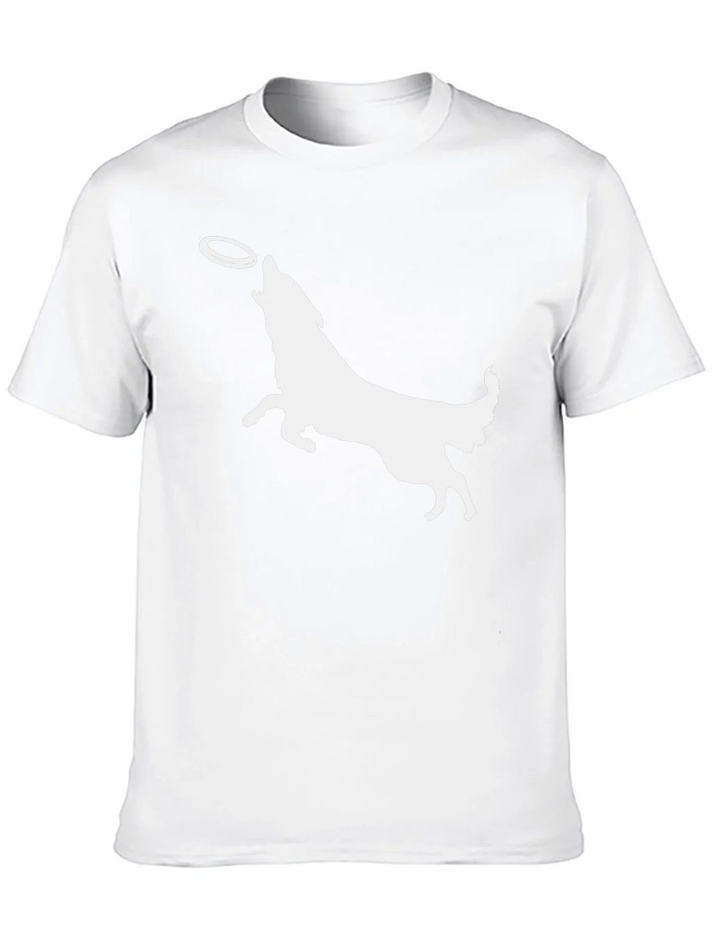 Dog Catching Frisbee Graphic Tee - Black