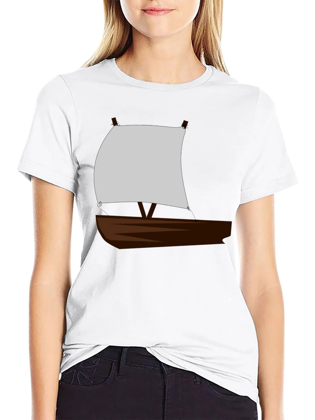 Sailboat Graphic T-Shirt - Black Crew Neck Tee