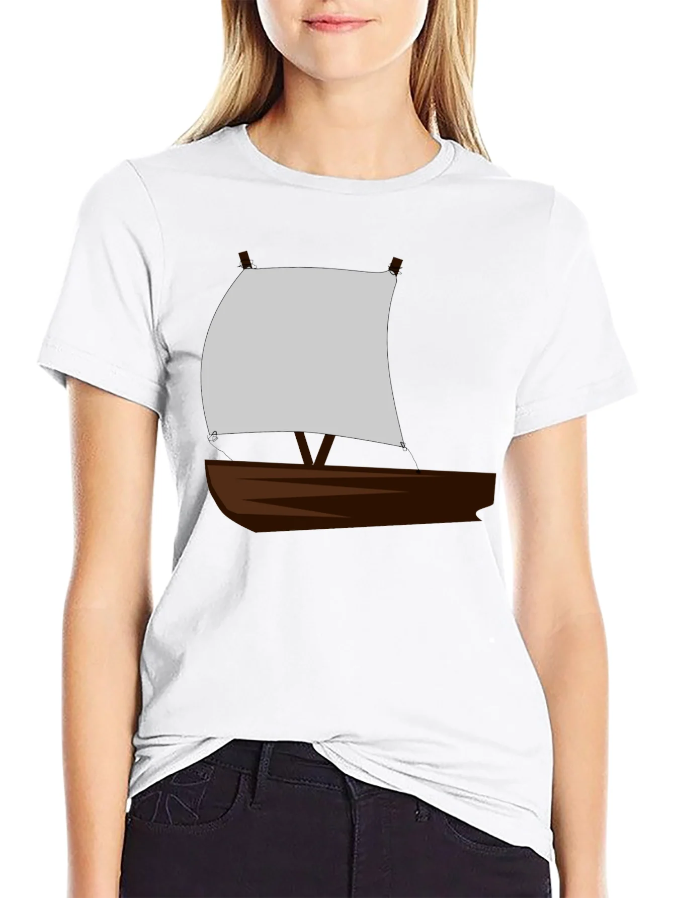 Sailboat Graphic T-Shirt - Black Crew Neck Tee