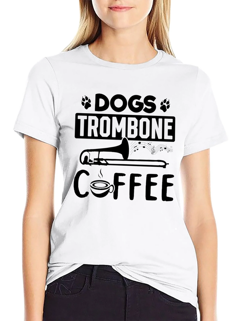 Dogs Trombone Coffee Graphic T-Shirt