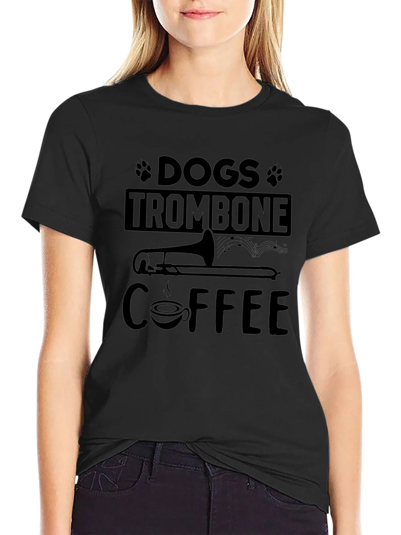 Dogs Trombone Coffee Graphic T-Shirt