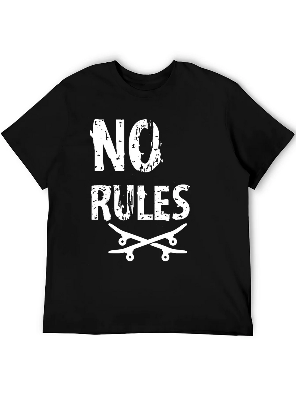 No Rules Skateboard Graphic Tee - Black Cotton