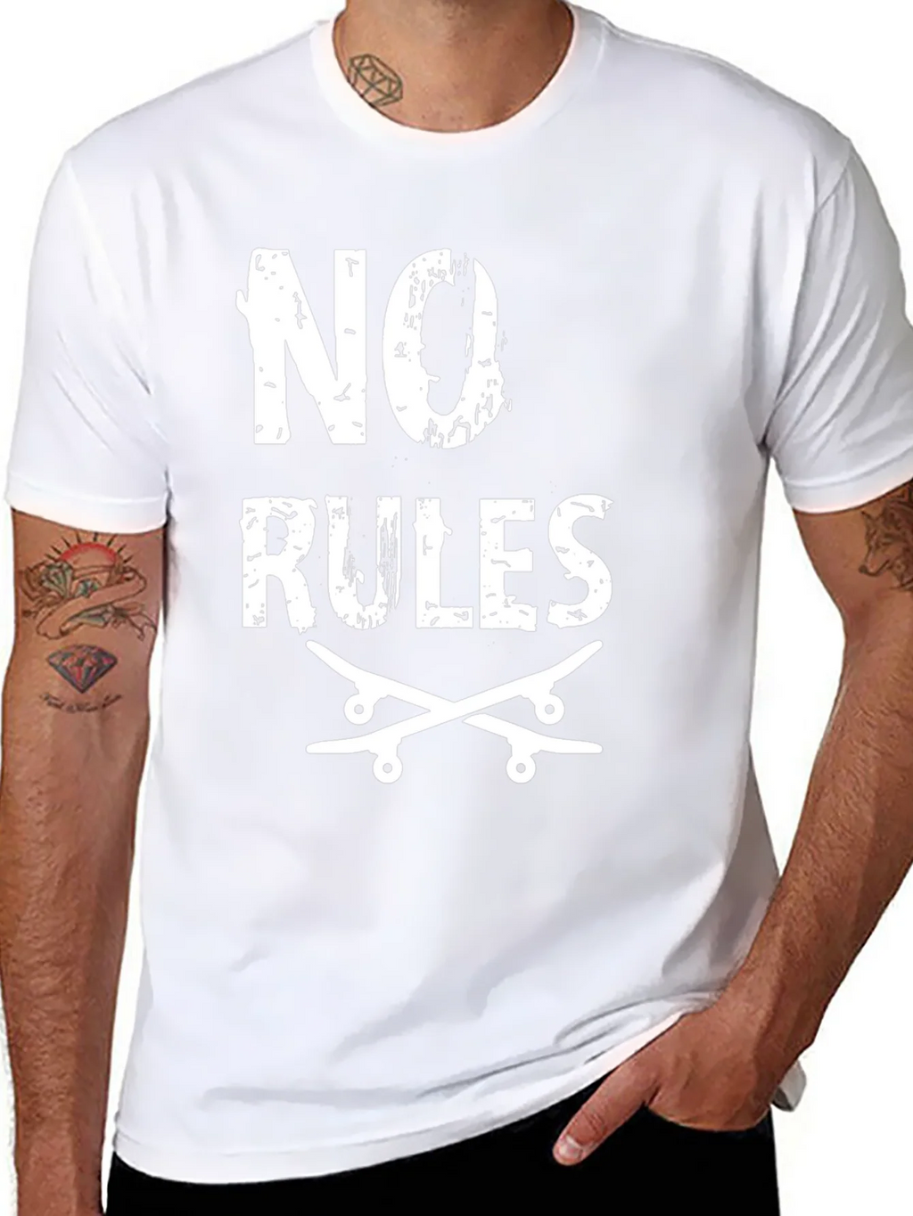 No Rules Skateboard Graphic Tee - Black Cotton