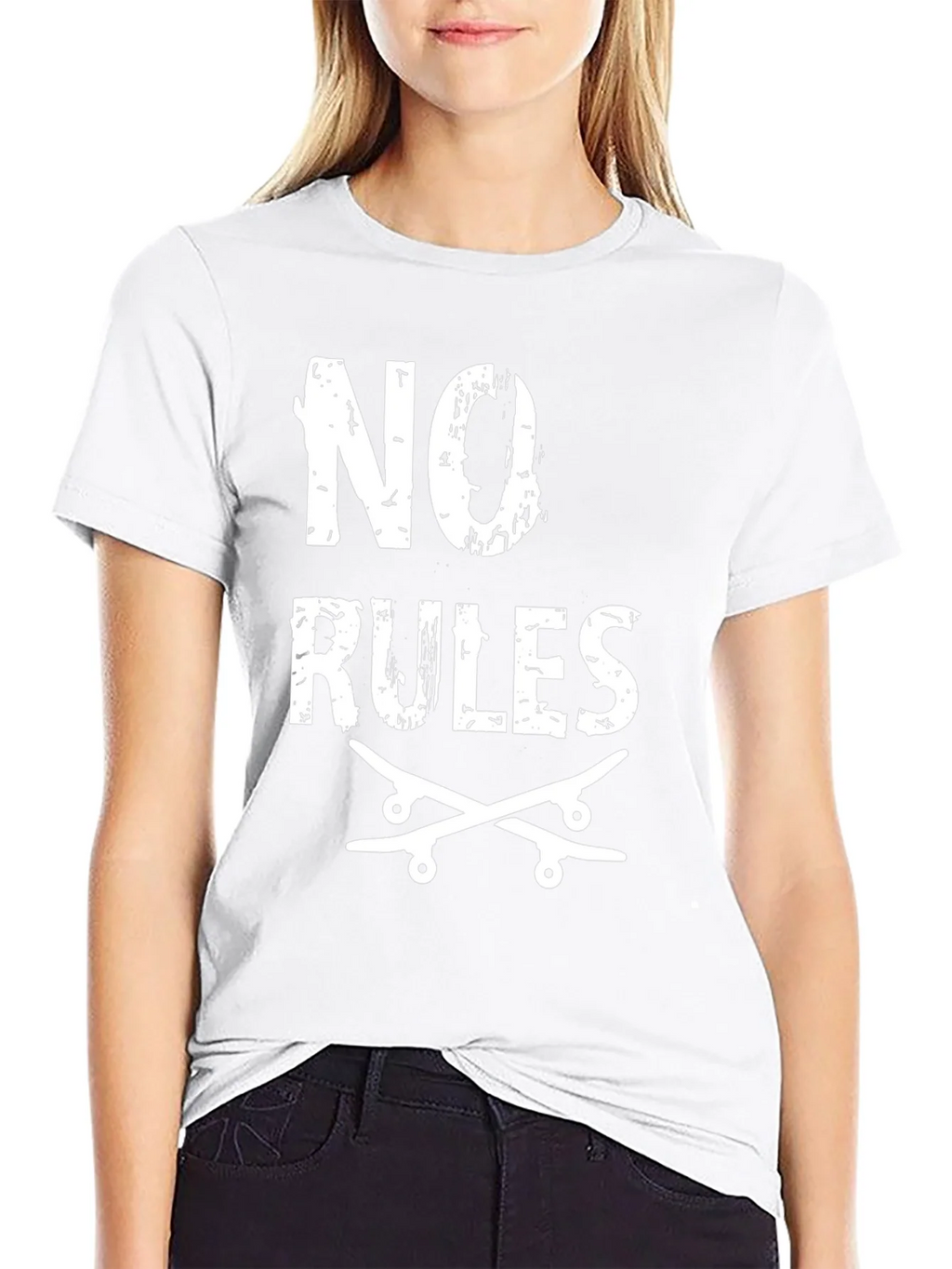 No Rules Skateboard Graphic Tee - Black Cotton