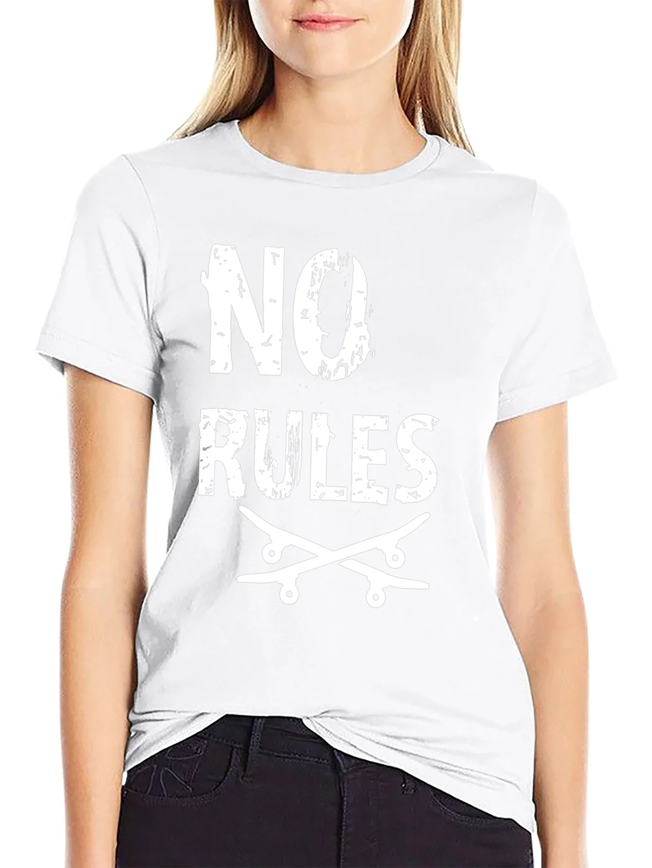 No Rules Skateboard Graphic Tee - Black Cotton