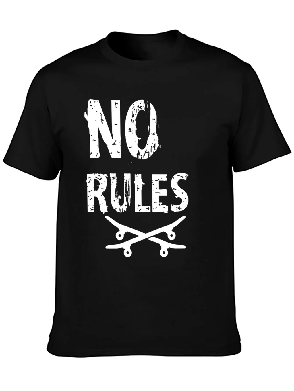 No Rules Skateboard Graphic Tee - Black Cotton
