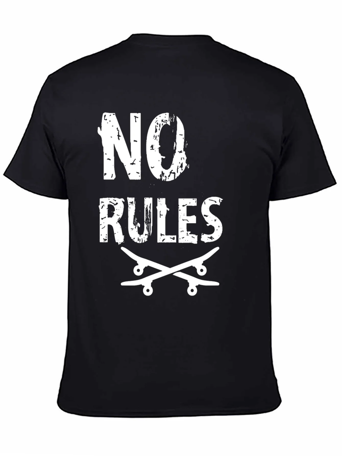 No Rules Skateboard Graphic Tee - Black Cotton