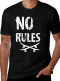 No Rules Skateboard Graphic Tee - Black Cotton