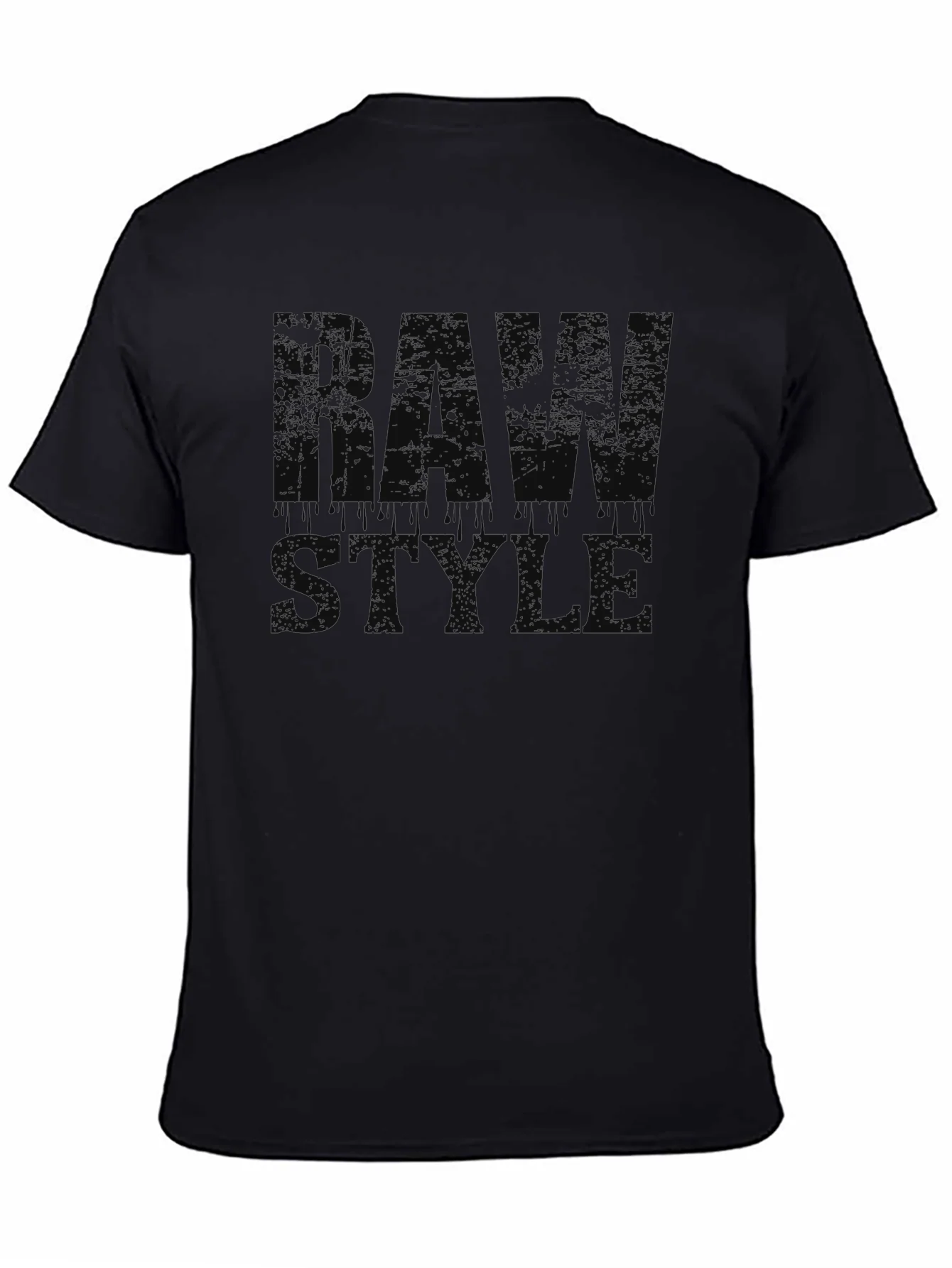 Raw Style Graphic Print Black T-Shirt