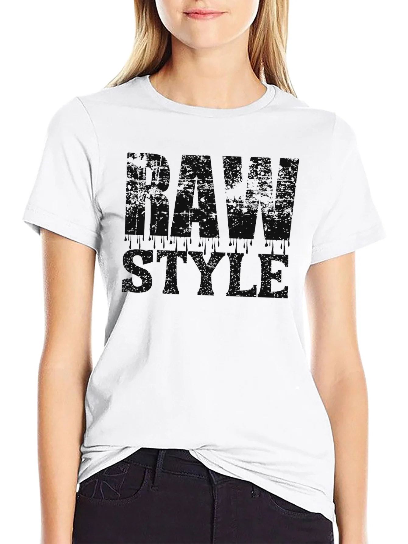 Raw Style Graphic Print Black T-Shirt