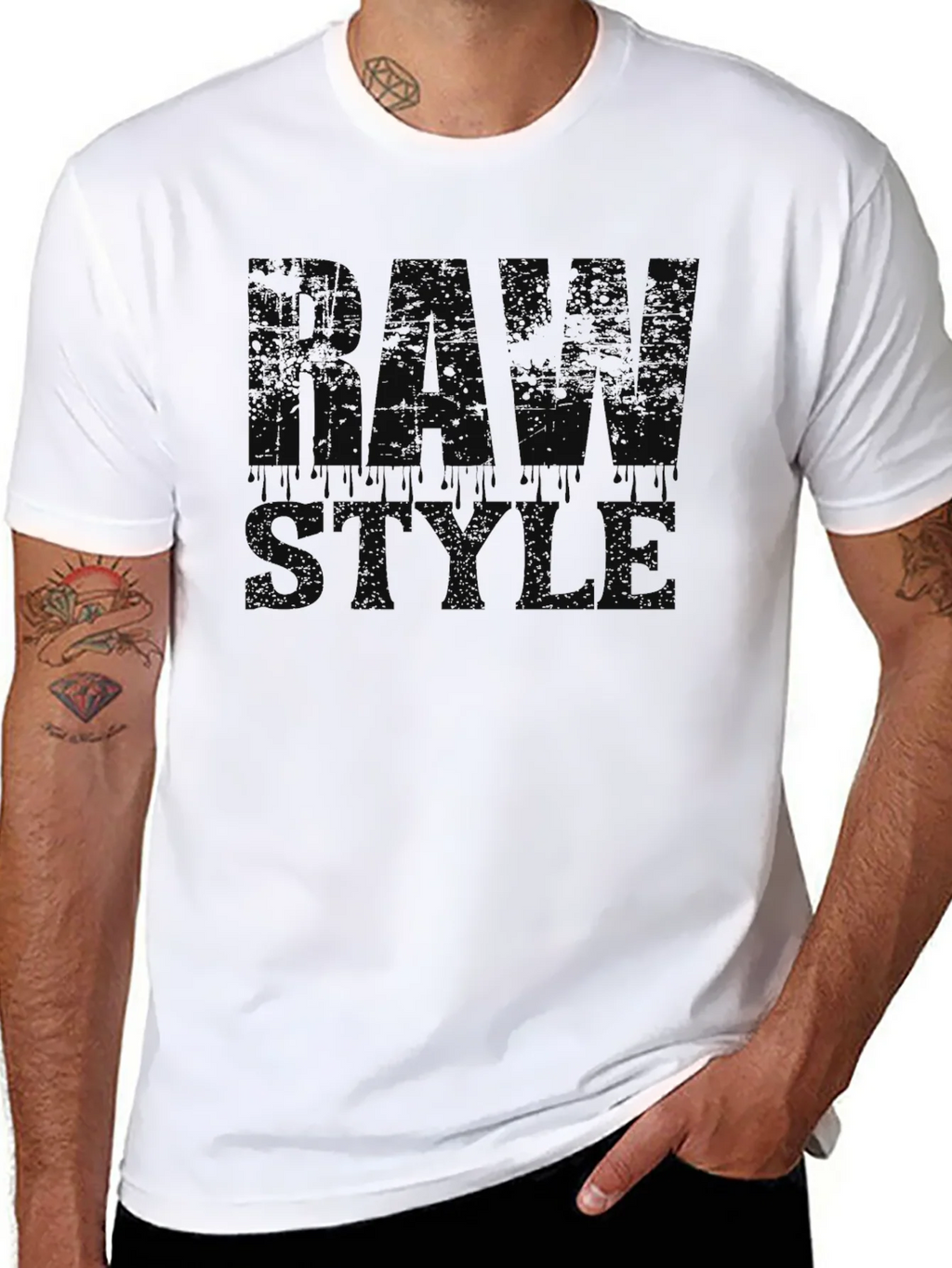 Raw Style Graphic Print Black T-Shirt