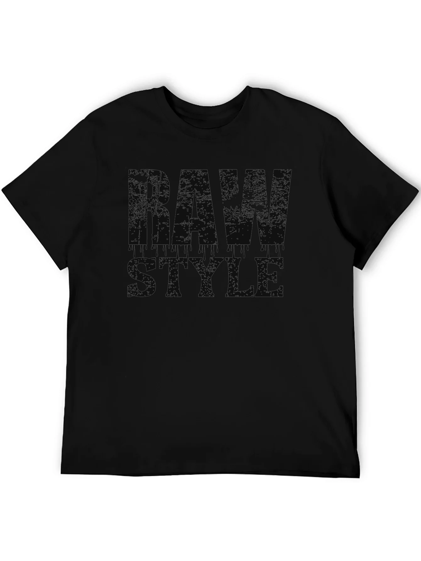 Raw Style Graphic Print Black T-Shirt