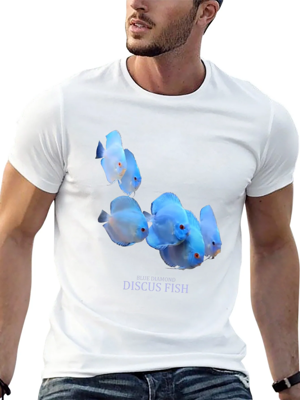 Blue Diamond Discus Fish Graphic T-Shirt