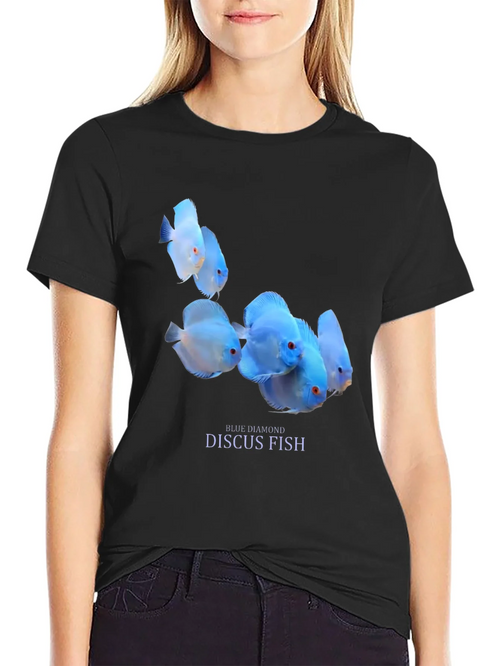 Blue Diamond Discus Fish Graphic T-Shirt