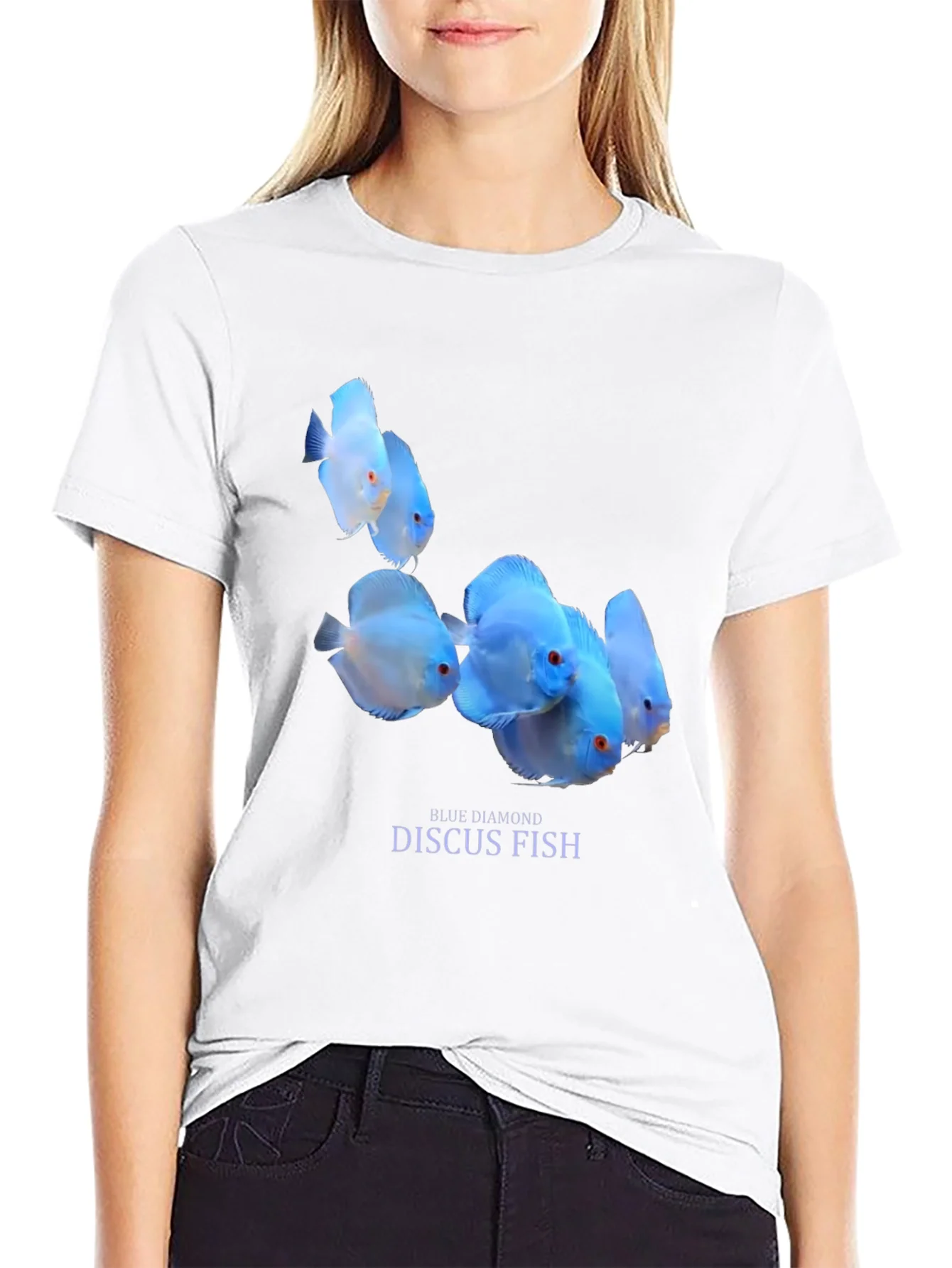 Blue Diamond Discus Fish Graphic T-Shirt