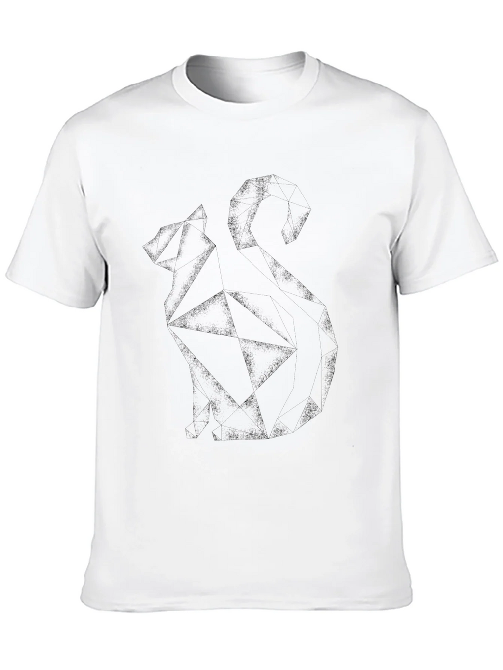 Geometric Cat Graphic Tee - Modern Style