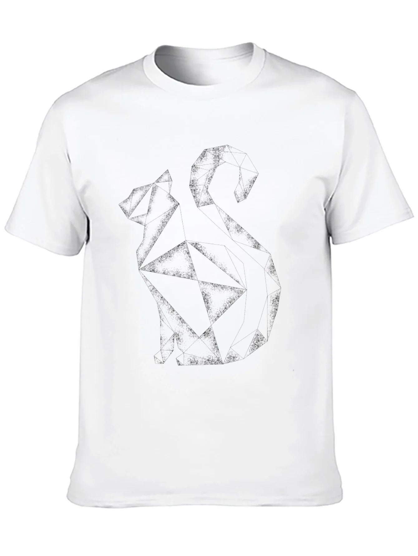 Geometric Cat Graphic Tee - Modern Style