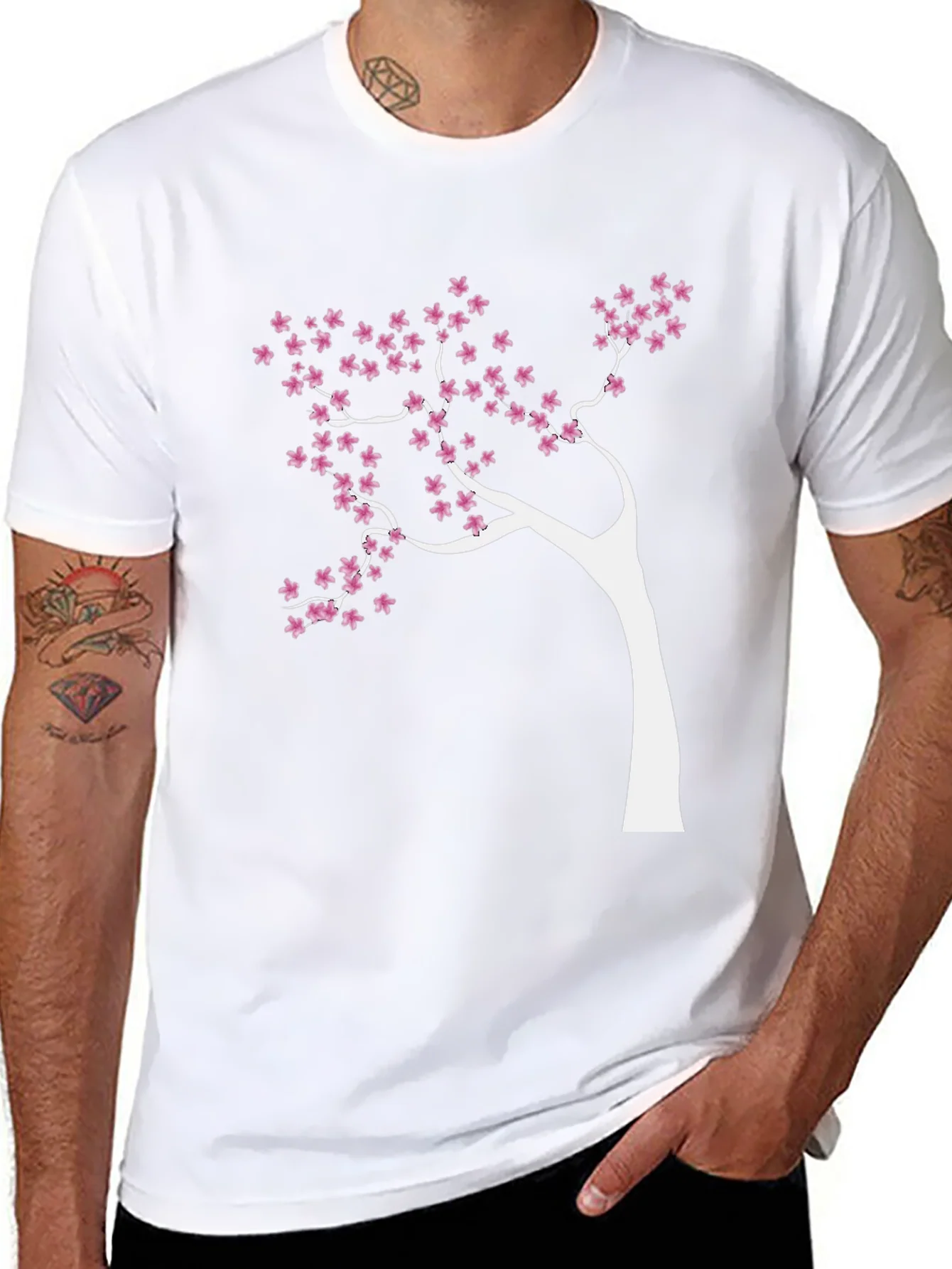 Blossom Tree Graphic Tee - Stylish Black Cotton T-Shirt