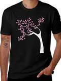Blossom Tree Graphic Tee - Stylish Black Cotton T-Shirt