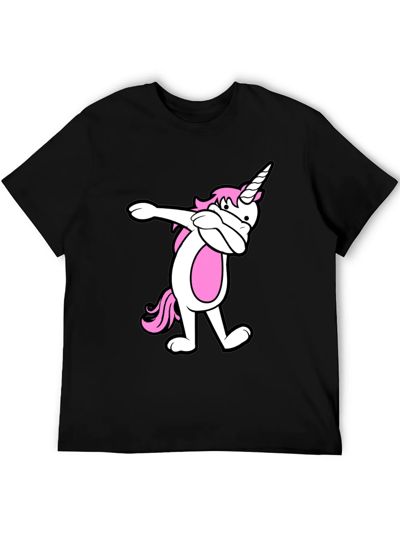 Dabbing Unicorn Graphic Tee - Black Cotton Blend